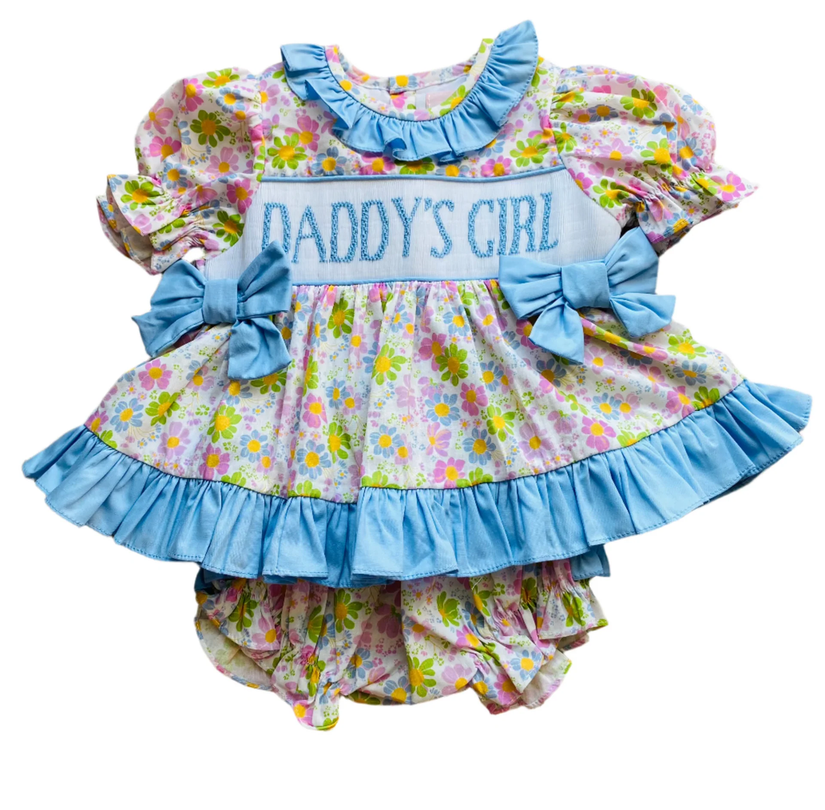 preorder GBO0499 Daddy's Girl Flowers Floral Girls Bummies Set