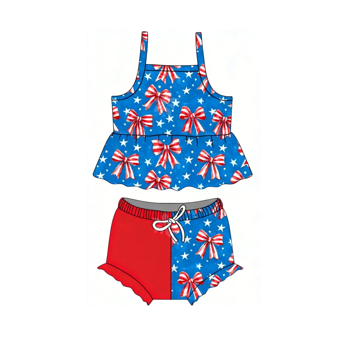 preorder GBO0509 July 4th Girls Bummies Set