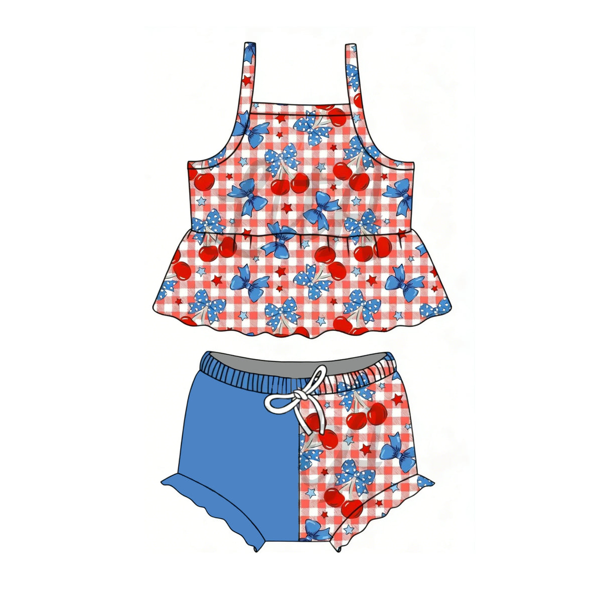 preorder GBO0510 July 4th Girls Bummies Set