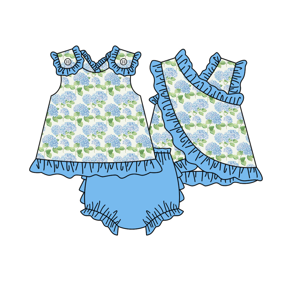 preorder GBO0522 Blue Flowers Sleeveless Girls Bummies