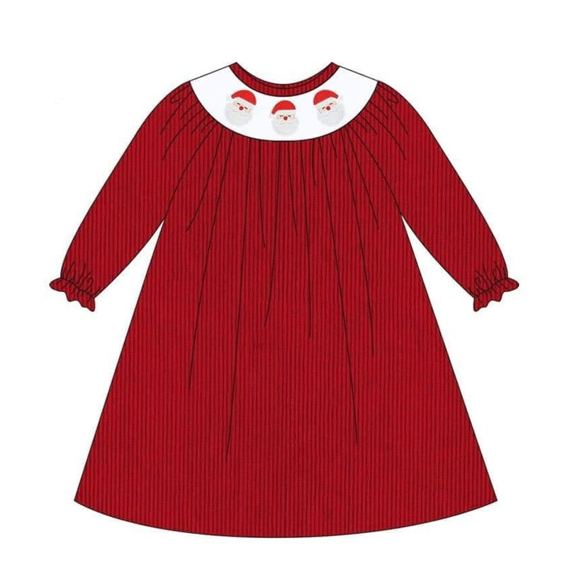 Preorder GLD0750 Christmas Santa red long sleeve girls dress