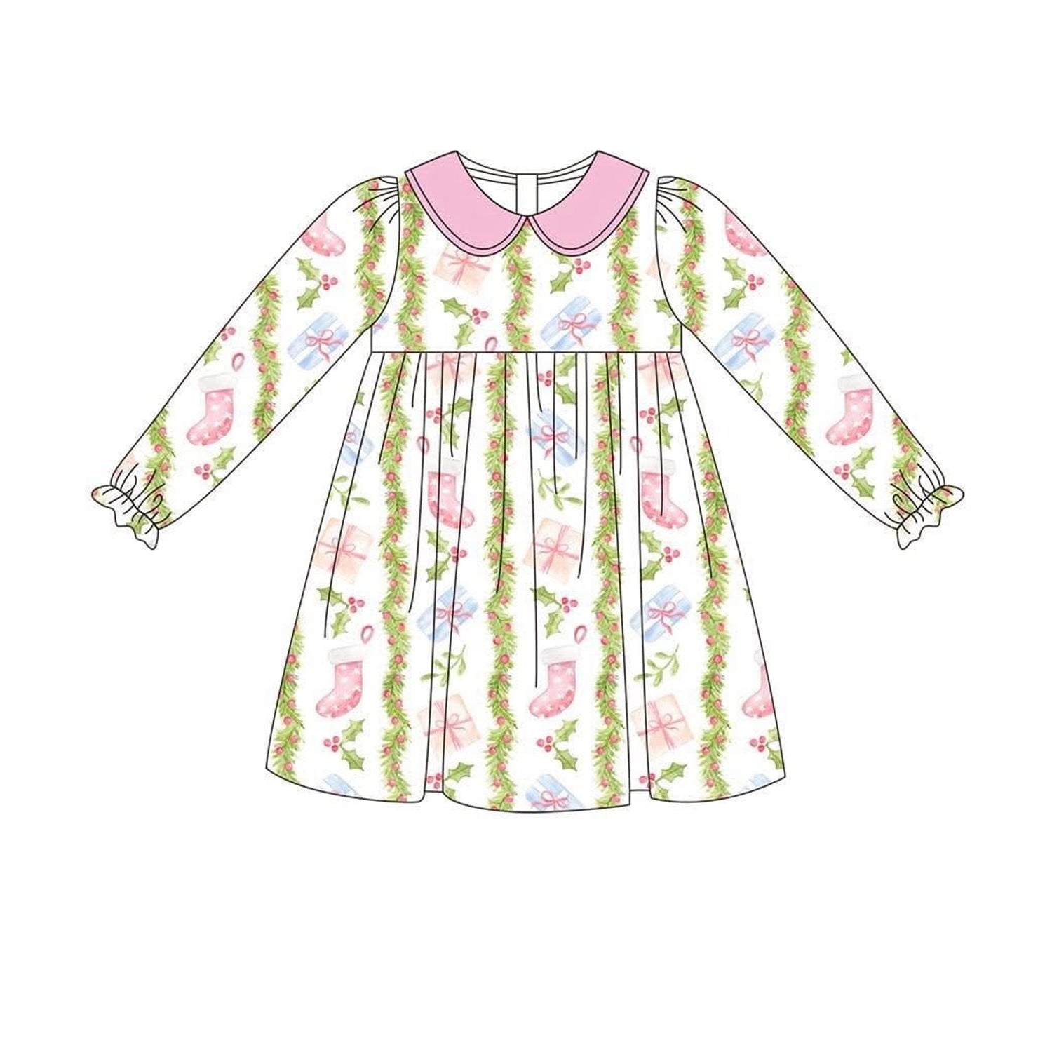 preorder GLD1133 Christmas holly berry gift long sleeve girls dress – Yiwu  Zhihao Apparel Co Ltd