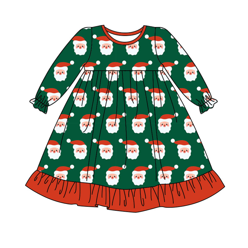 santa ladies dress preorder GLD1140 Christmas Santa green long sleeve girls dress – Yiwu Zhihao Apparel Co Ltd