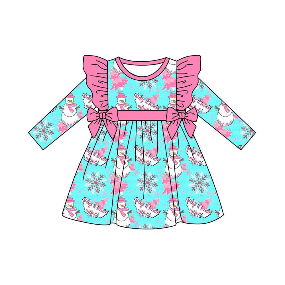 preorder GLD1142 Christmas snowman hot pink bows ruffles long sleeve g –  Yiwu Zhihao Apparel Co Ltd