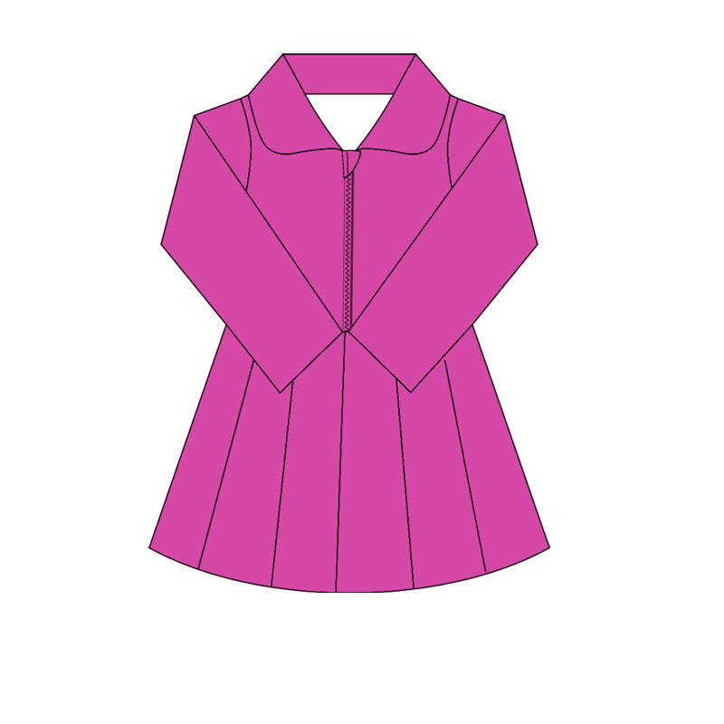 preorder GLD1145 yoga hot pink zipper long sleeve girls dress