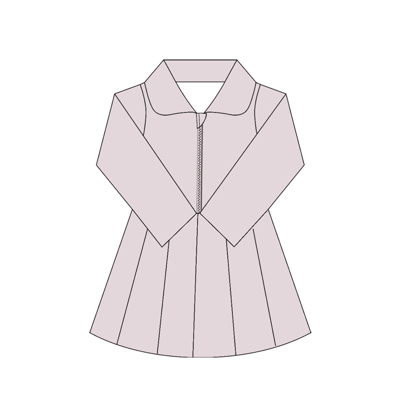 preorder GLD1147 yoga light pink zipper long sleeve girls dress
