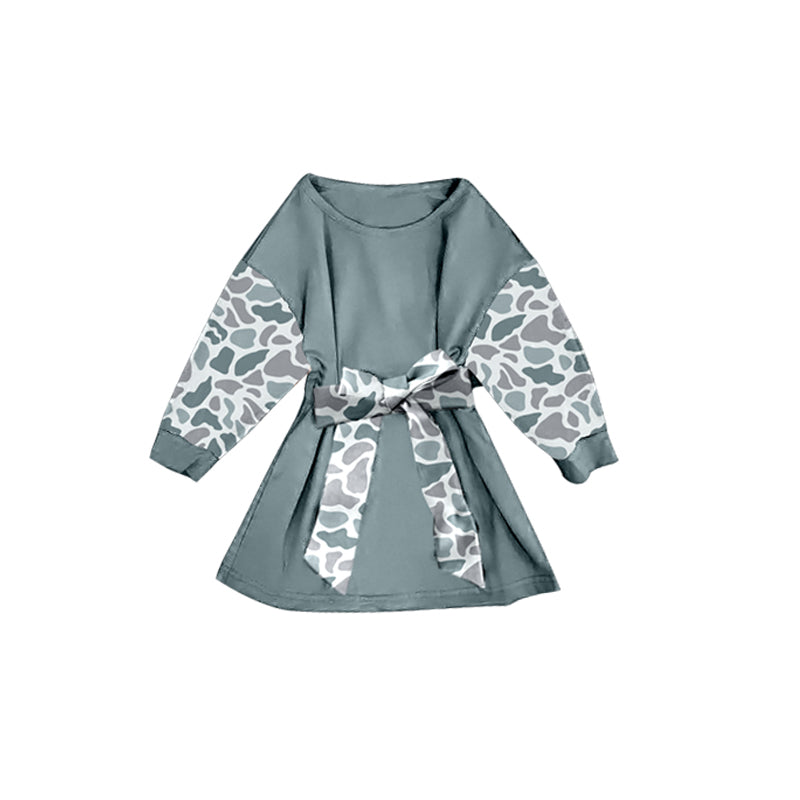 preorder GLD1299 grey camo long sleeve girls dress