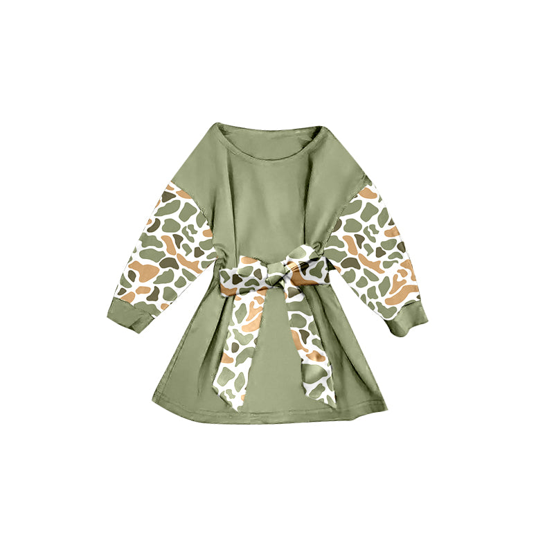 preorder GLD1301 light green camo long sleeve girls dress