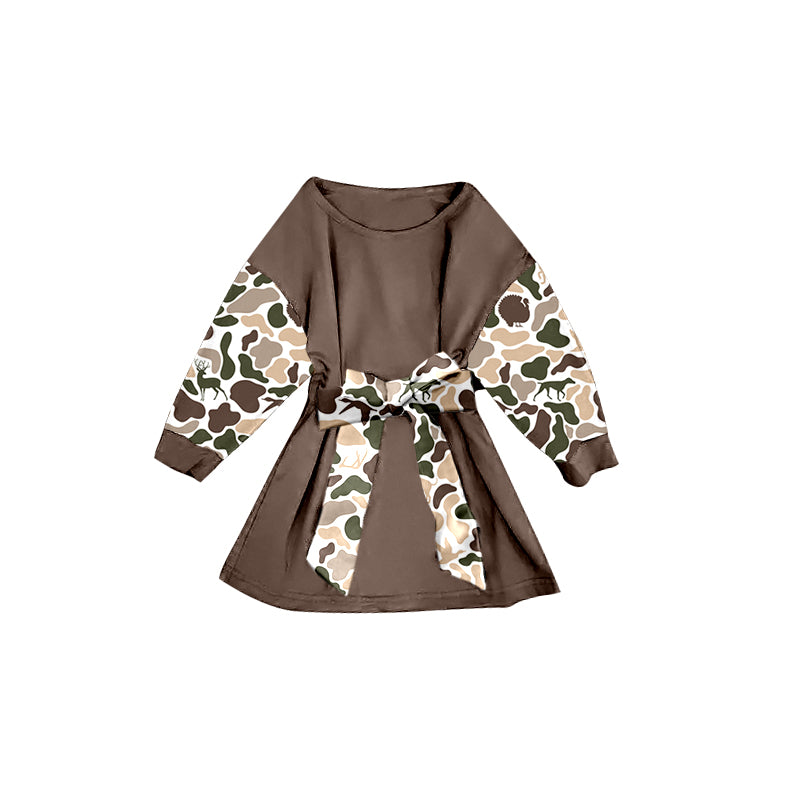 preorder GLD1305 hunting deer camo long sleeve girls dress