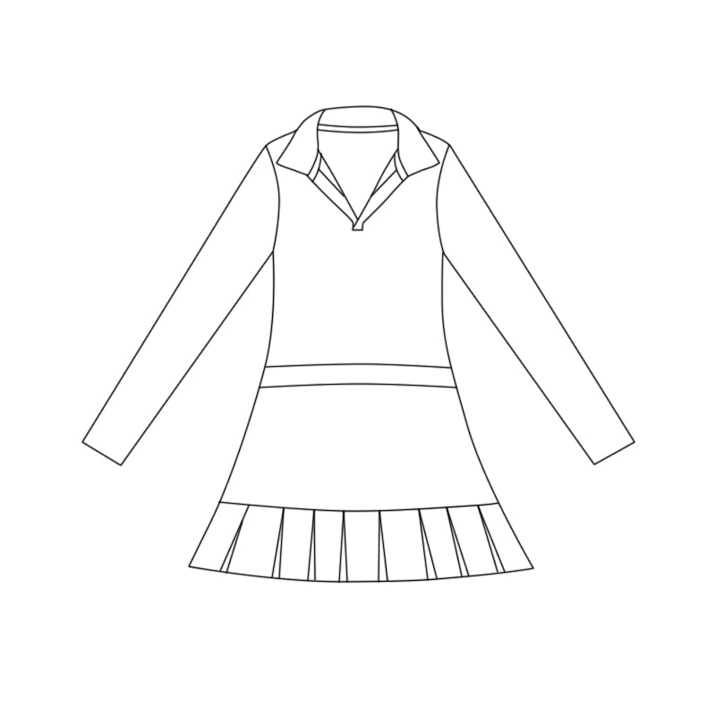 preorder GLD1440 yoga White skorts long sleeve girls dress