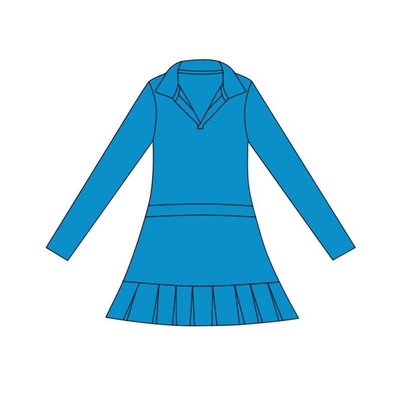 preorder GLD1447 yoga Blue skorts long sleeve girls dress