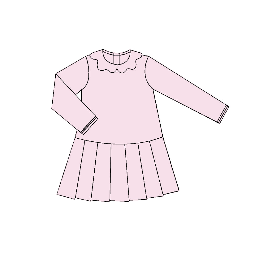 preorder GLD1451 yoga Light Pink skorts long sleeve girls dress