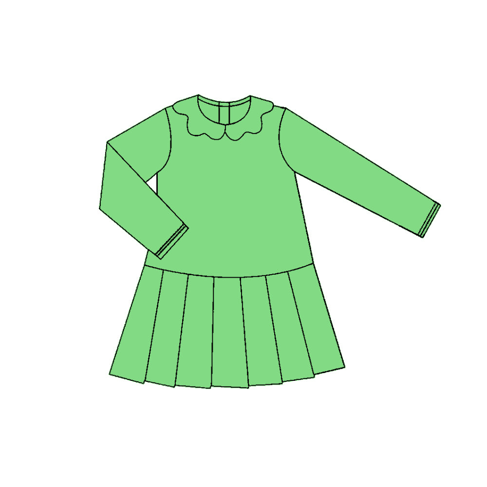 preorder GLD1457 yoga Light Green skorts long sleeve girls dress