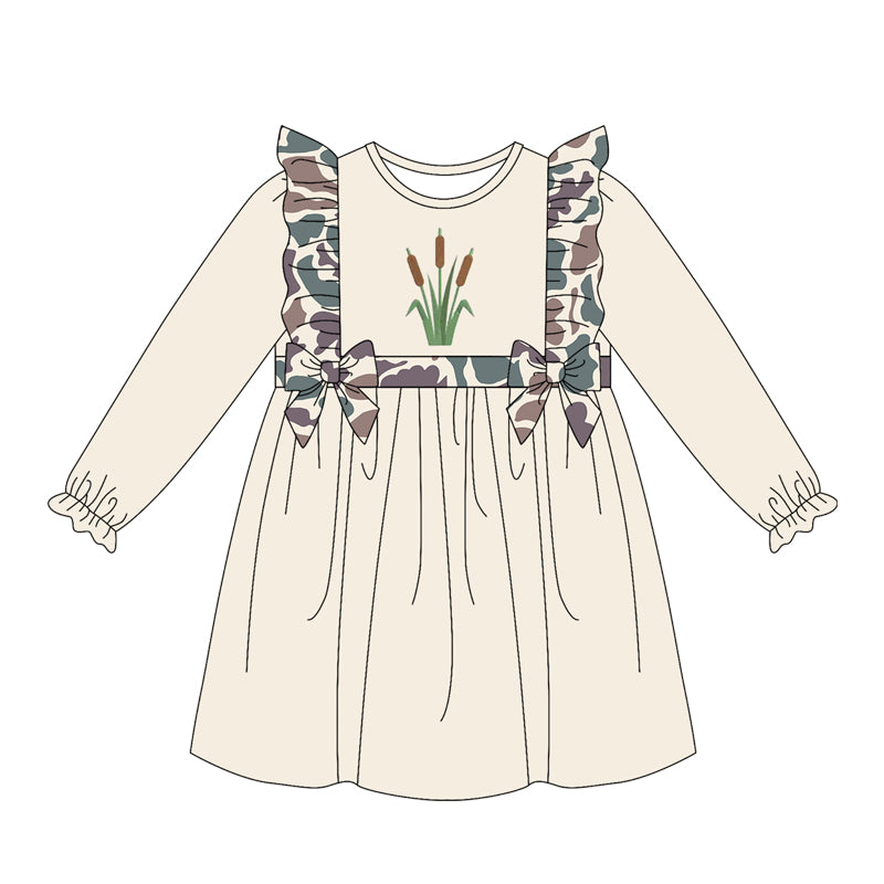 Preorder GLD1598 Hunting Reed Long Sleeve Girls Dress