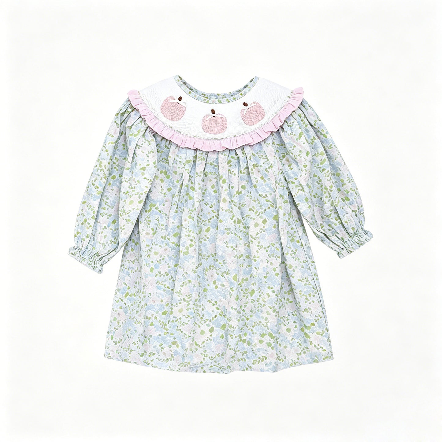 preorder GLD1644 Thanksgiving Pumpkin Flowers Long Sleeve Girls Dress