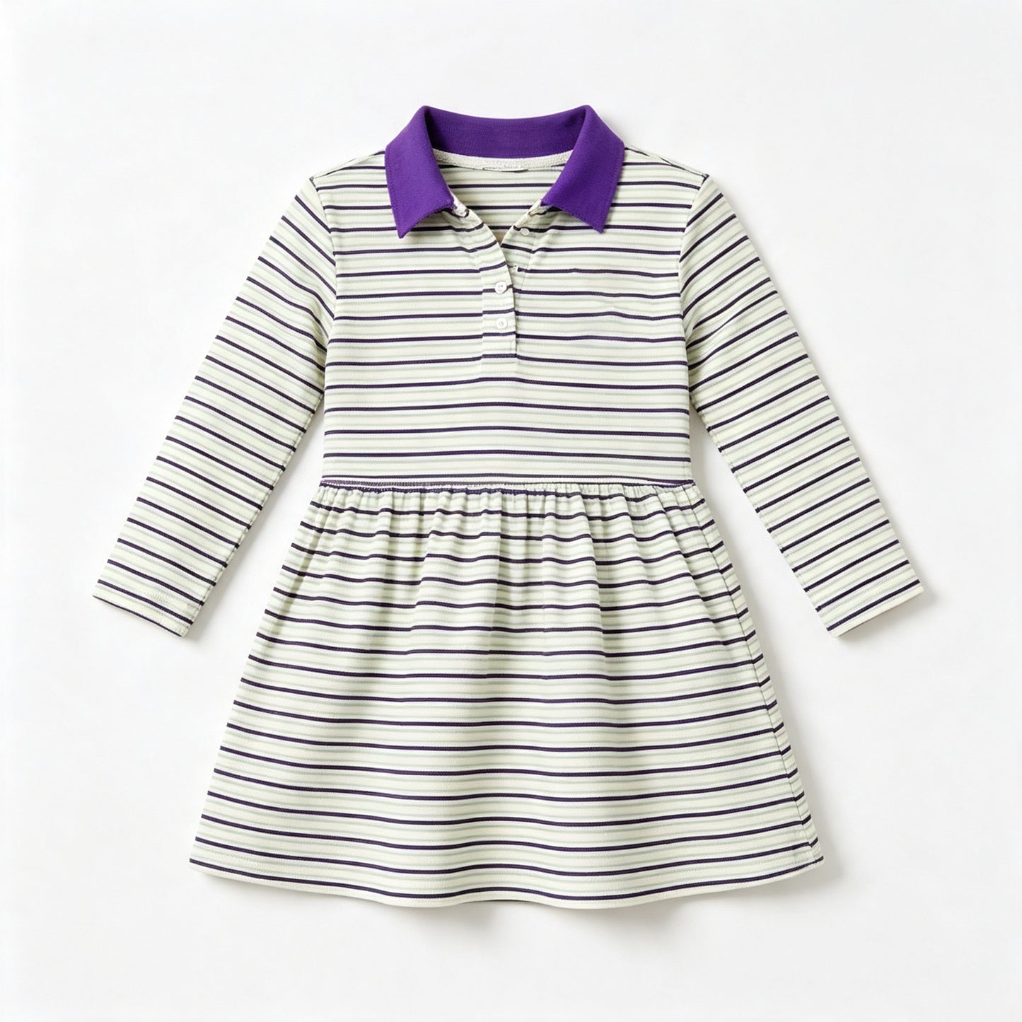 preorder GLD1757 Mardi Gras Striped Long Sleeve Girls Dress