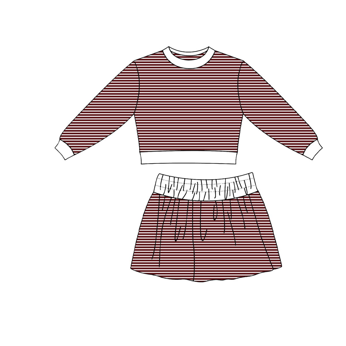 preorder GLD1812 Yoga Black Striped Long Sleeve Skorts Girls Set