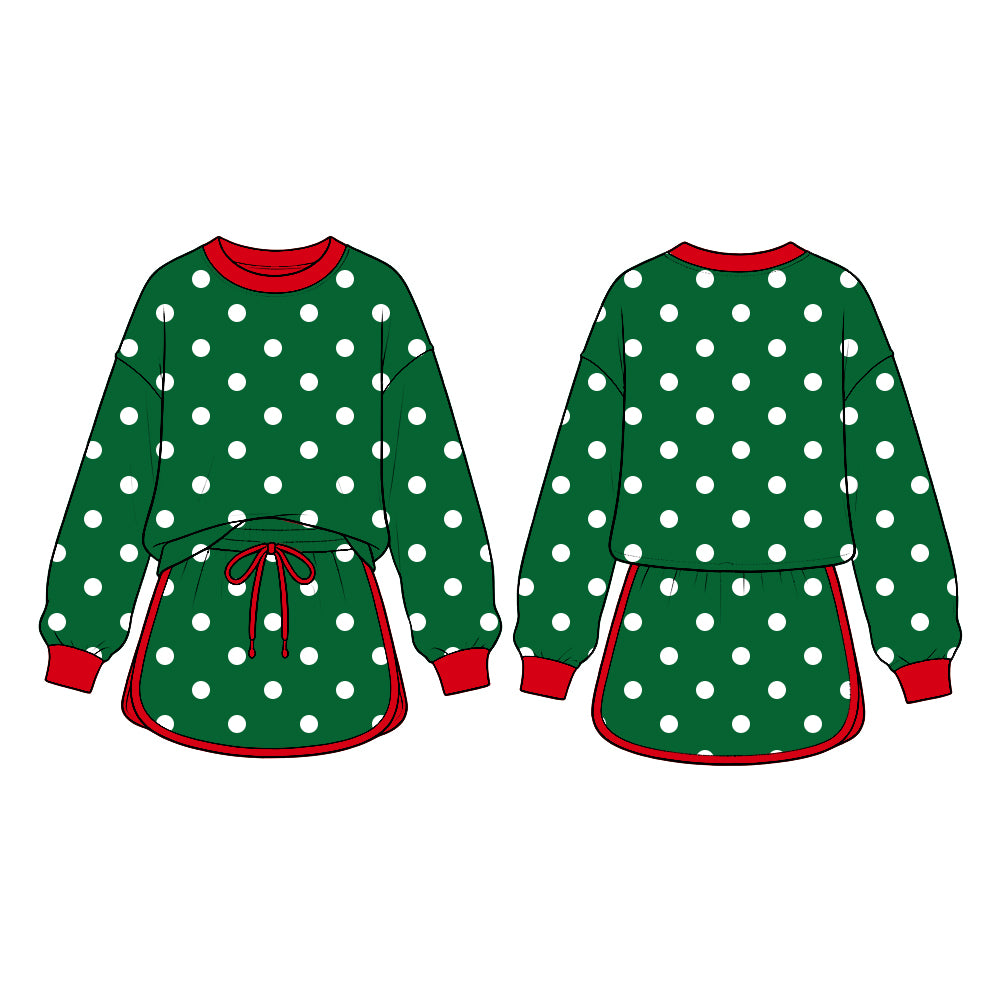 preorder GLD1833 Green Dot Long Sleeve Skorts Girls Set