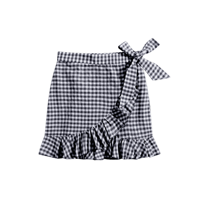 preorder GLK0023 black checkered ruffles girls skirt