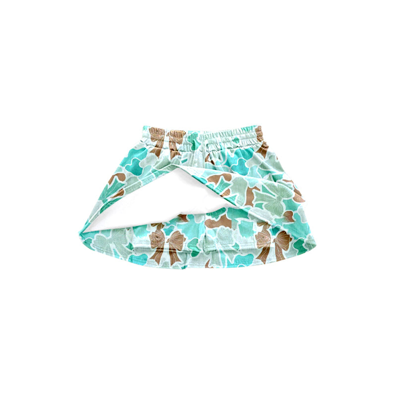preorder GLK0056 Hunting Blue Camo Bows Girls Skirt With Shorts