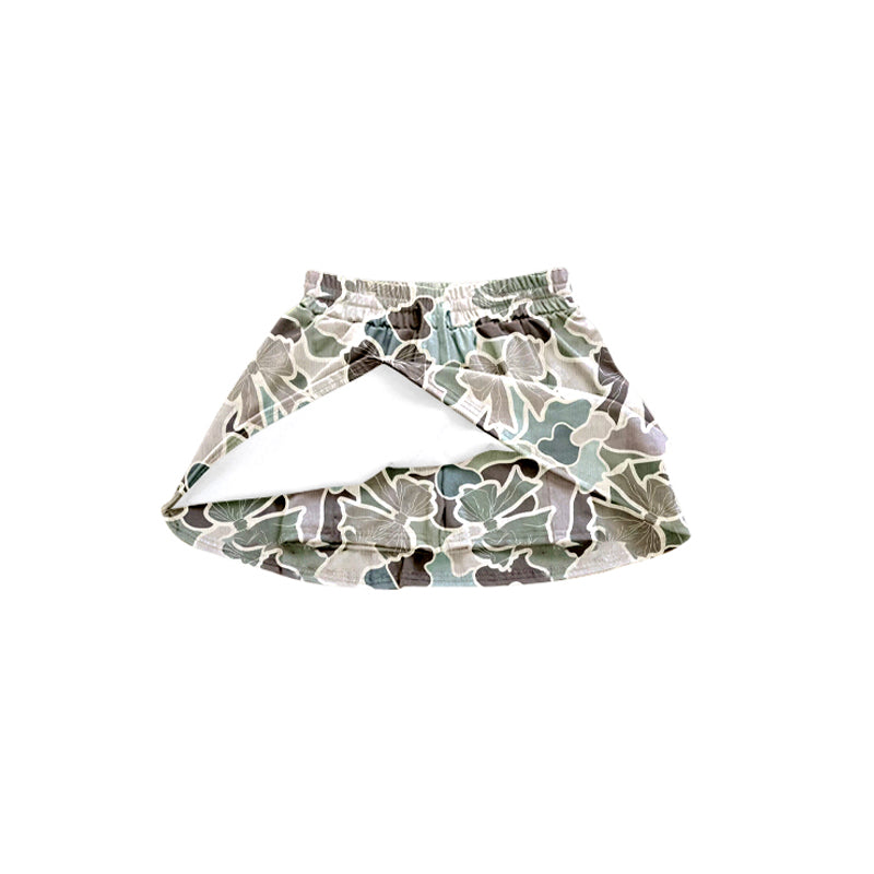 preorder GLK0057 Hunting Green Camo Bows Girls Skirt With Shorts