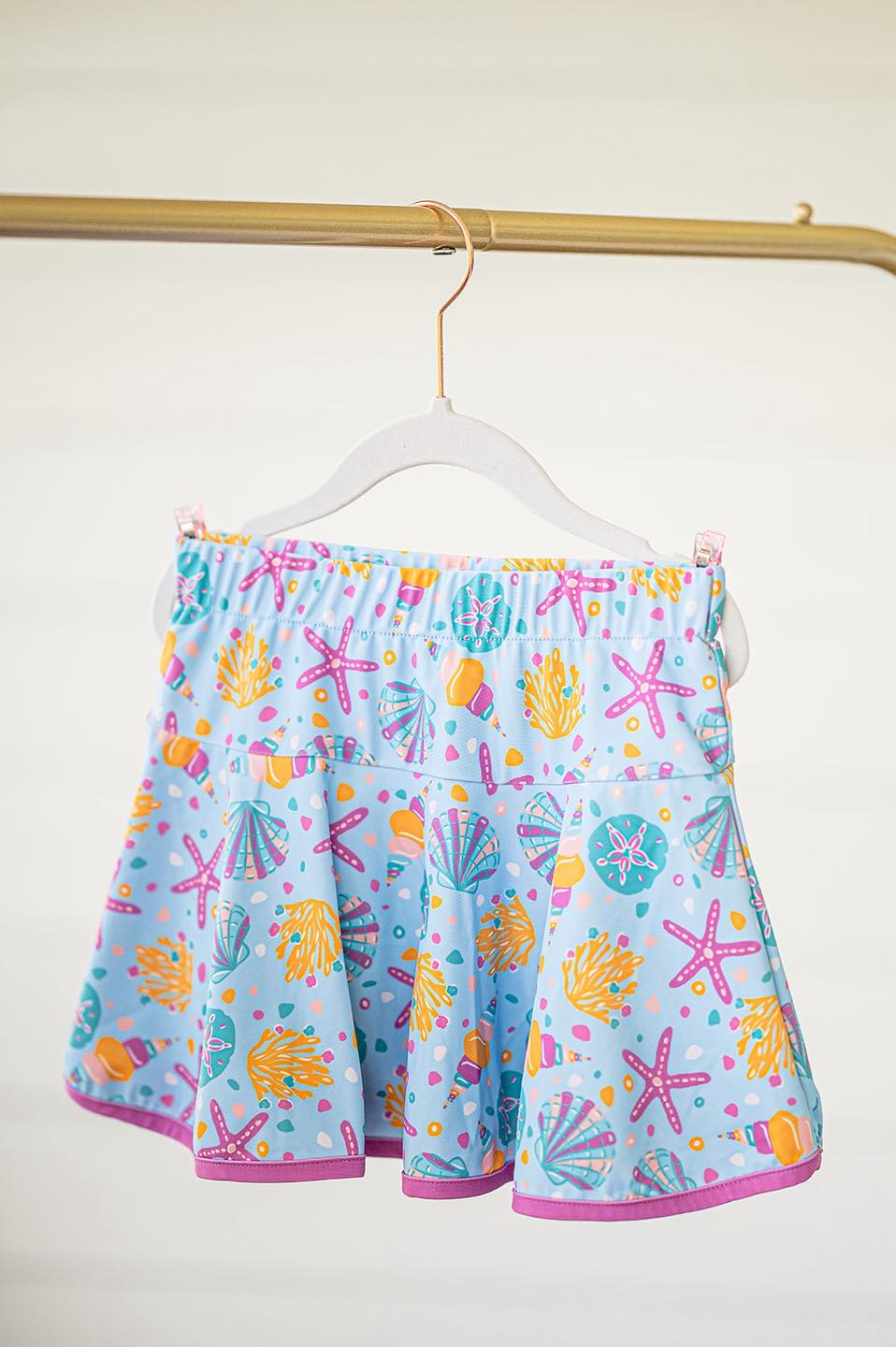 preorder GLK0096 sea shell starfish blue girls skirt with shorts
