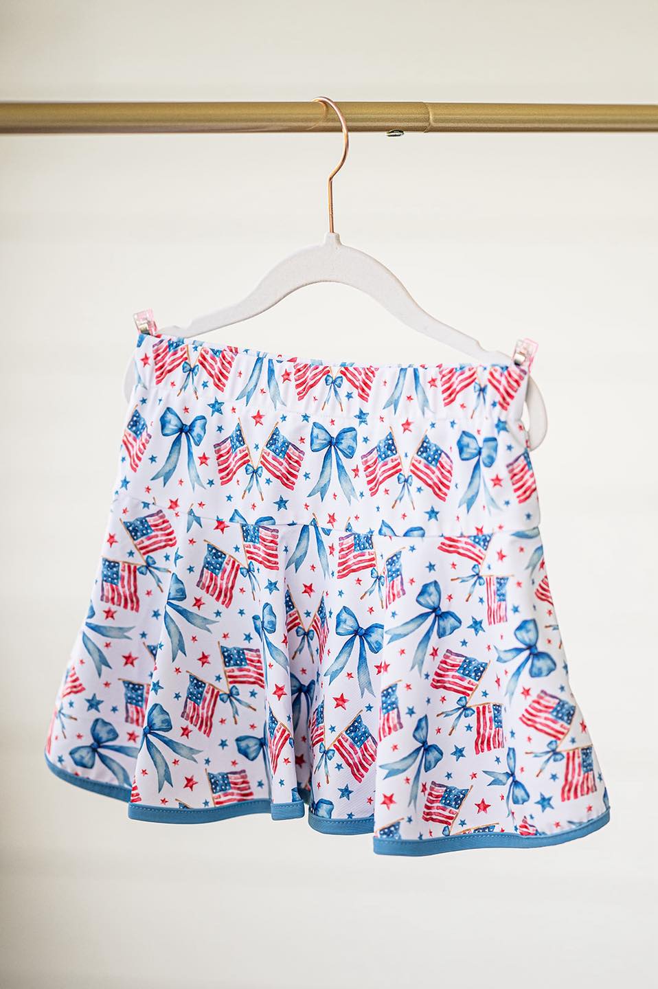 preorder GLK0098 July 4th flag blue star girls skirt with shorts