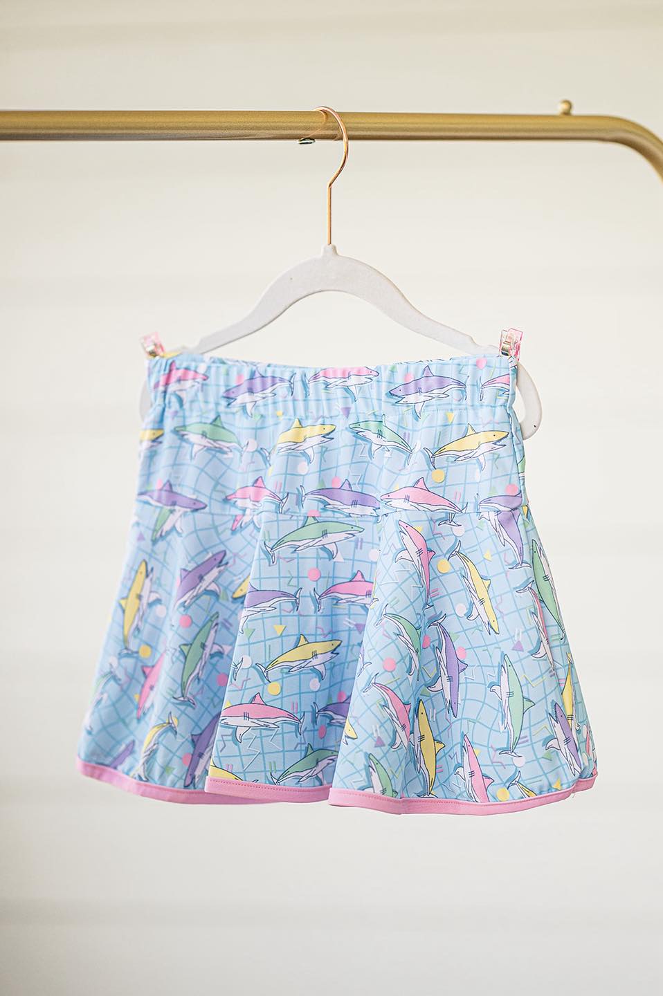preorder GLK0099 sea whale blue girls skirt with shorts