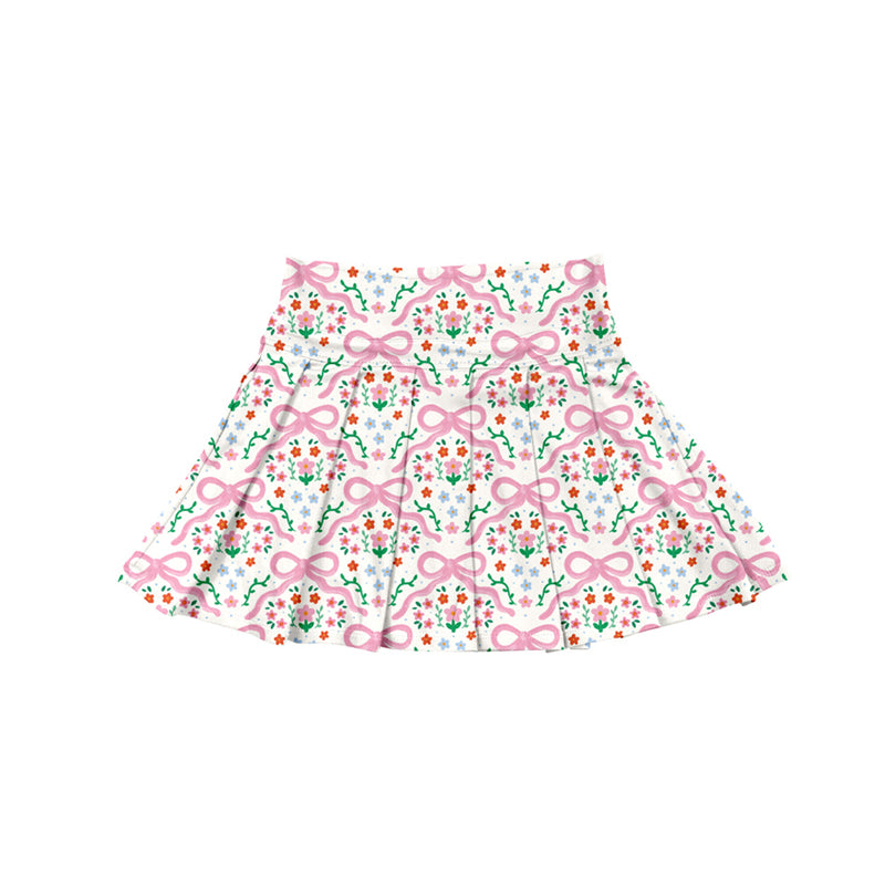 preorder GLK0112 yoga colorful flowers pink bows girls skirt skorts