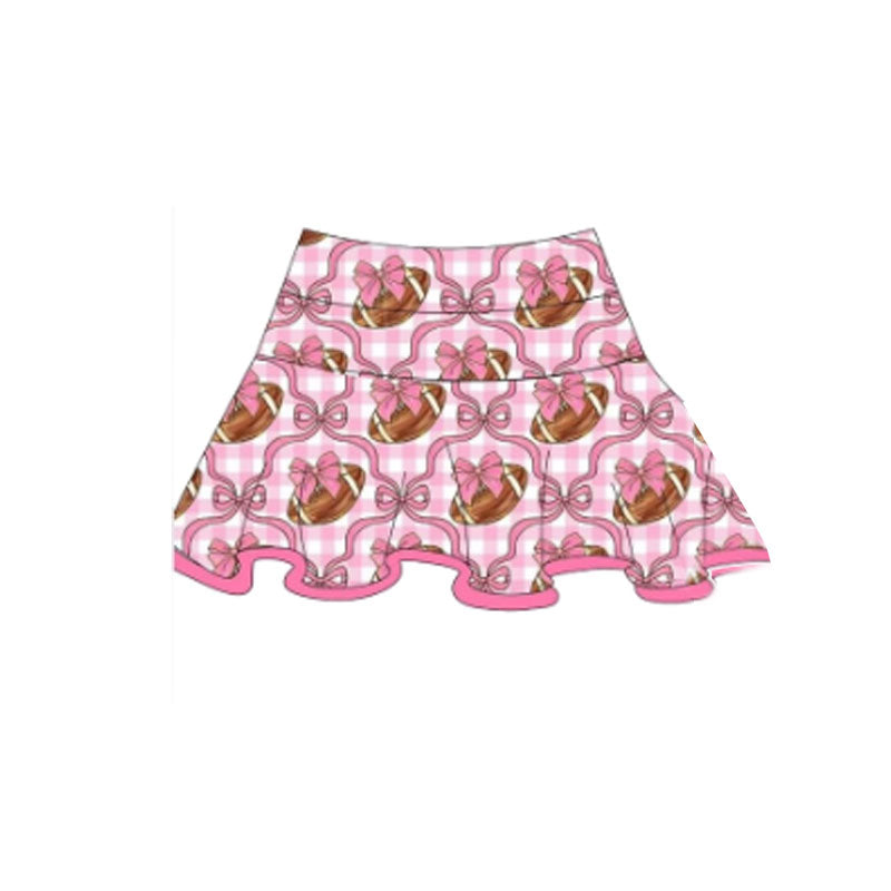preorder GLK0143 football bows pink checkered skort girls skirt