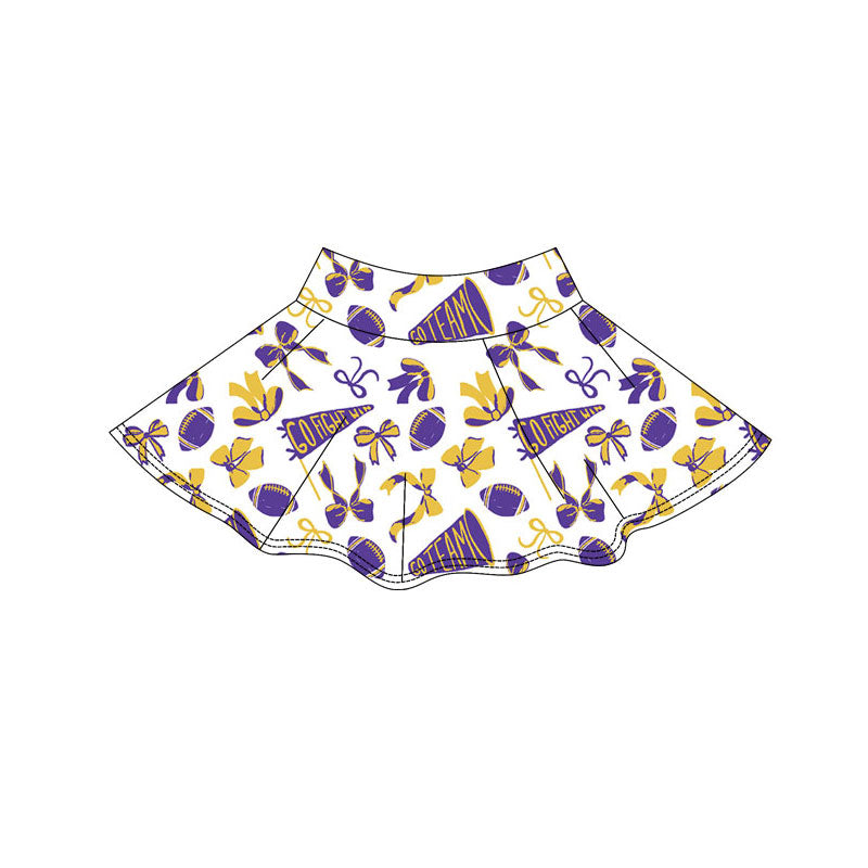 preorder GLK0147 yoga football team go fight bows purple skorts girls skirt
