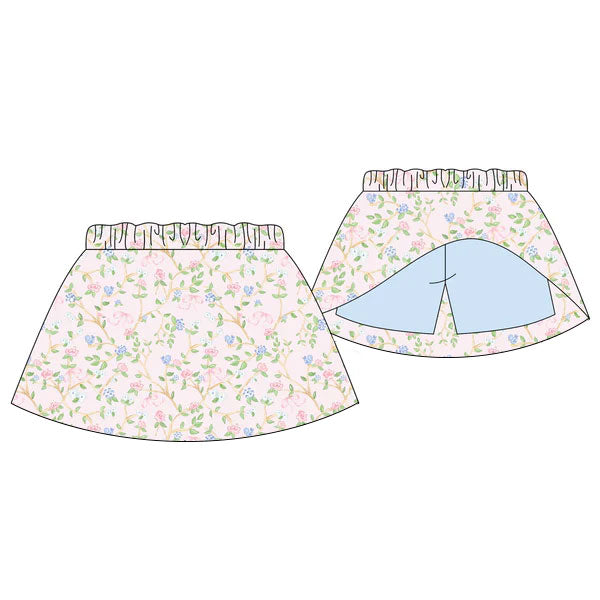 preorder GLK0180 Pink Flowers Floral Skorts Girls Skirts