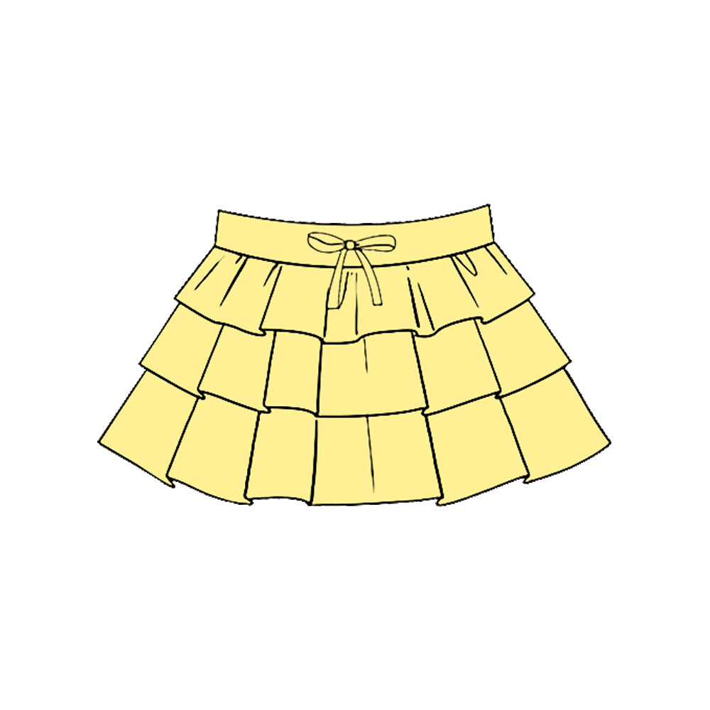 preorder GLK0207 Yoga Light Yellow Ruffles Skorts Girls Skirts