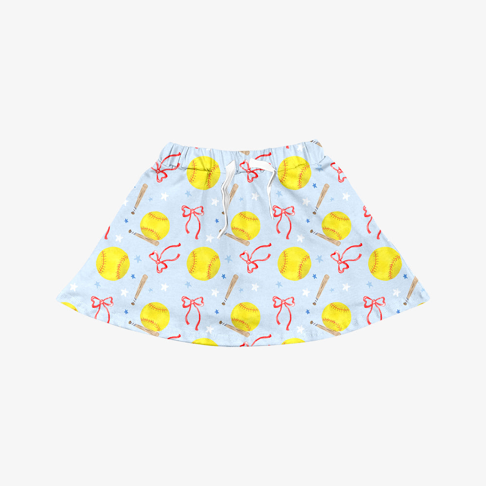preorder GLK0221 Softball Bows Blue Skorts Girls Skirts