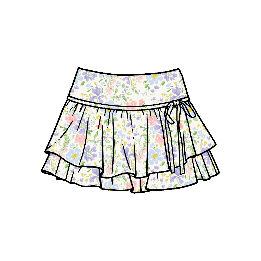 preorder GLK0242 Yoga Colorful Flowers Skorts Girls Skirts