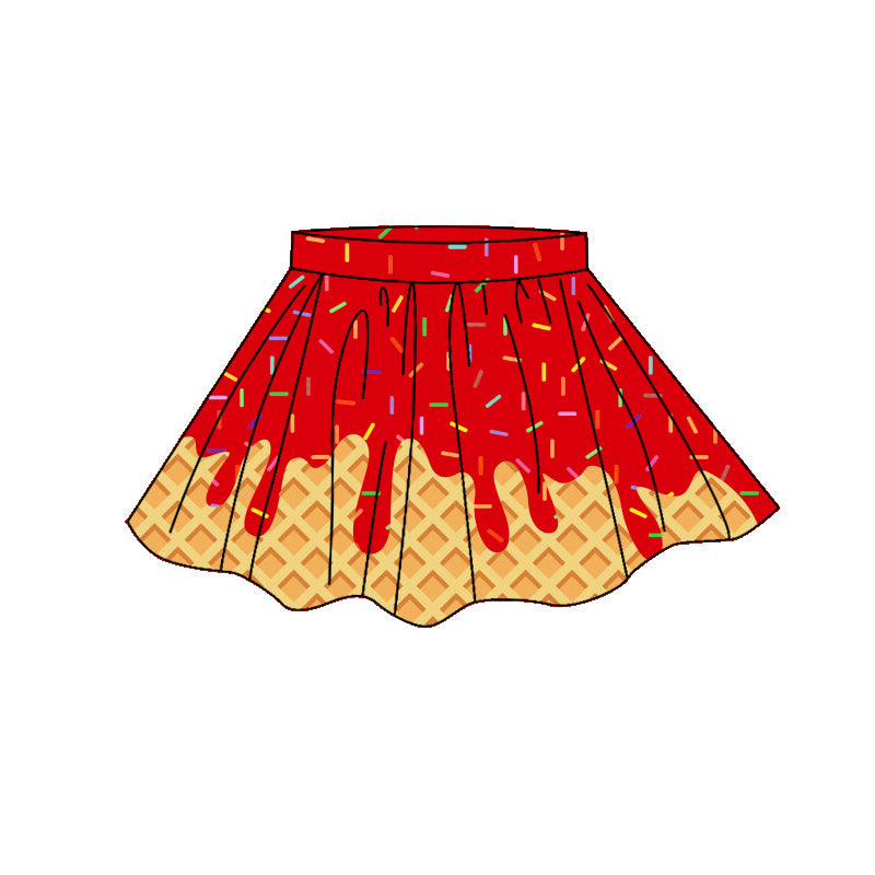 preorder GLK0280 Yoga Red Sprinkles Skorts Girls Skirt
