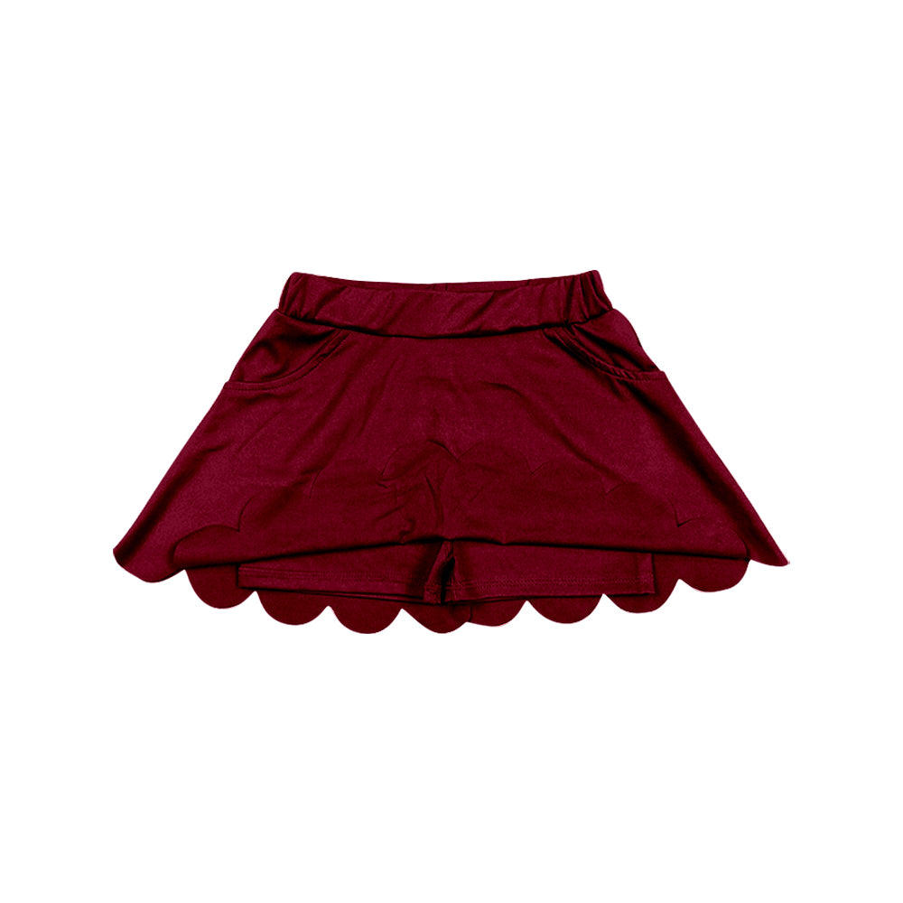 preorder GLK0304 Scallop Yoga Maroon Skorts Girls Skirt