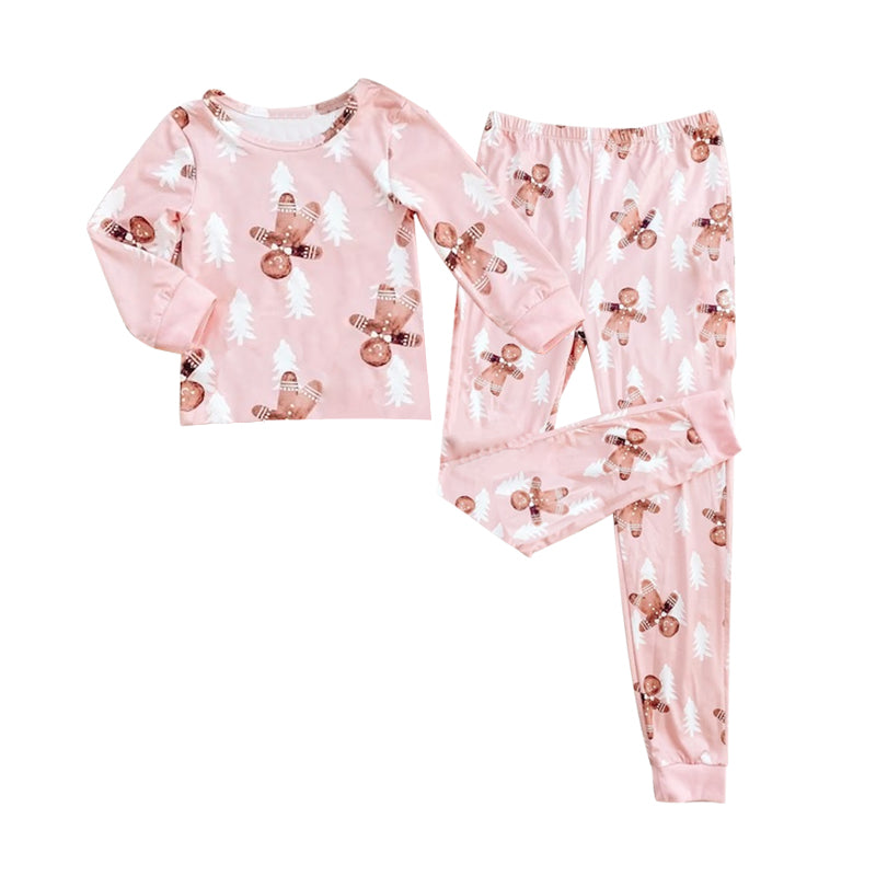 pre order GLP0560 Christmas Gingerbread Man Pink Long Sleeves Adult Pajamas