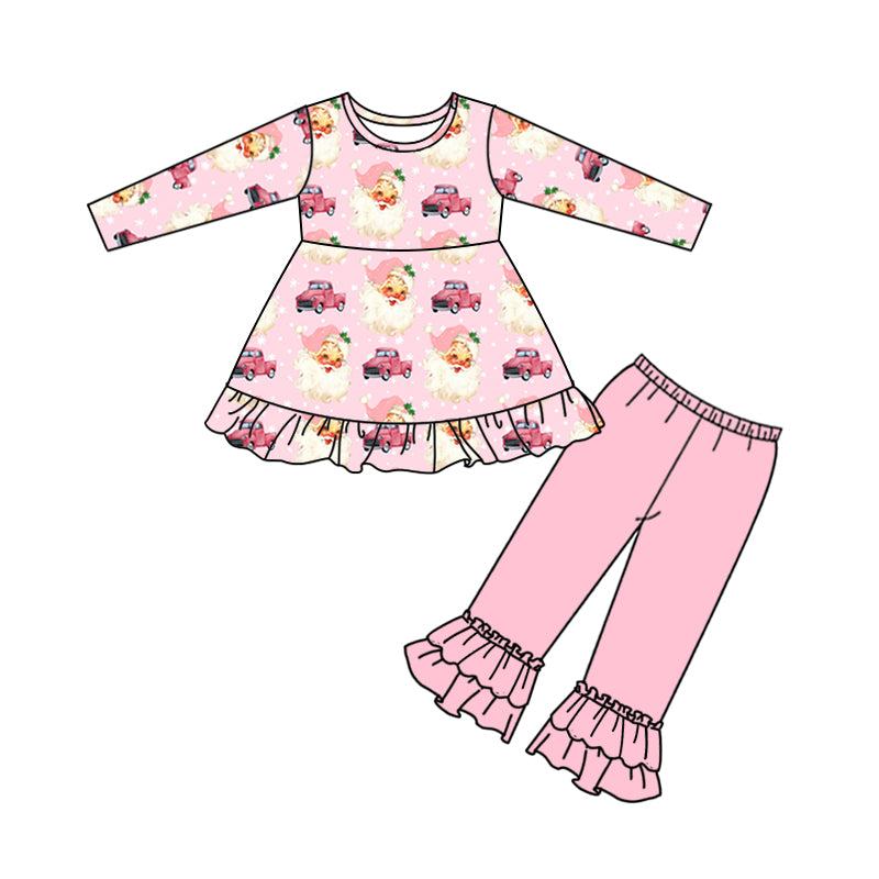 preorder GLP0734 Christmas Santa Claus pink long sleeve pants girls set