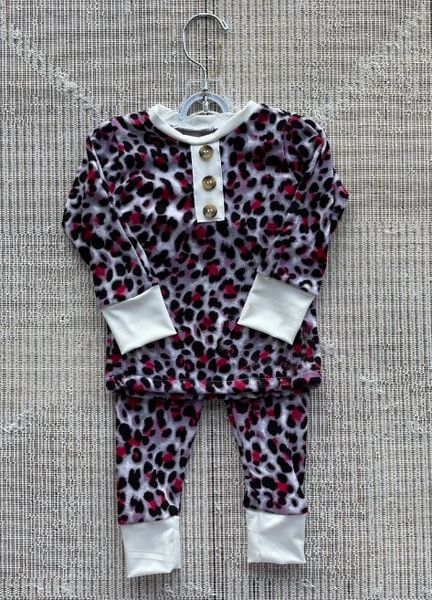 preorder GLP1013 Grey leopard long sleeve pants girls pajamas