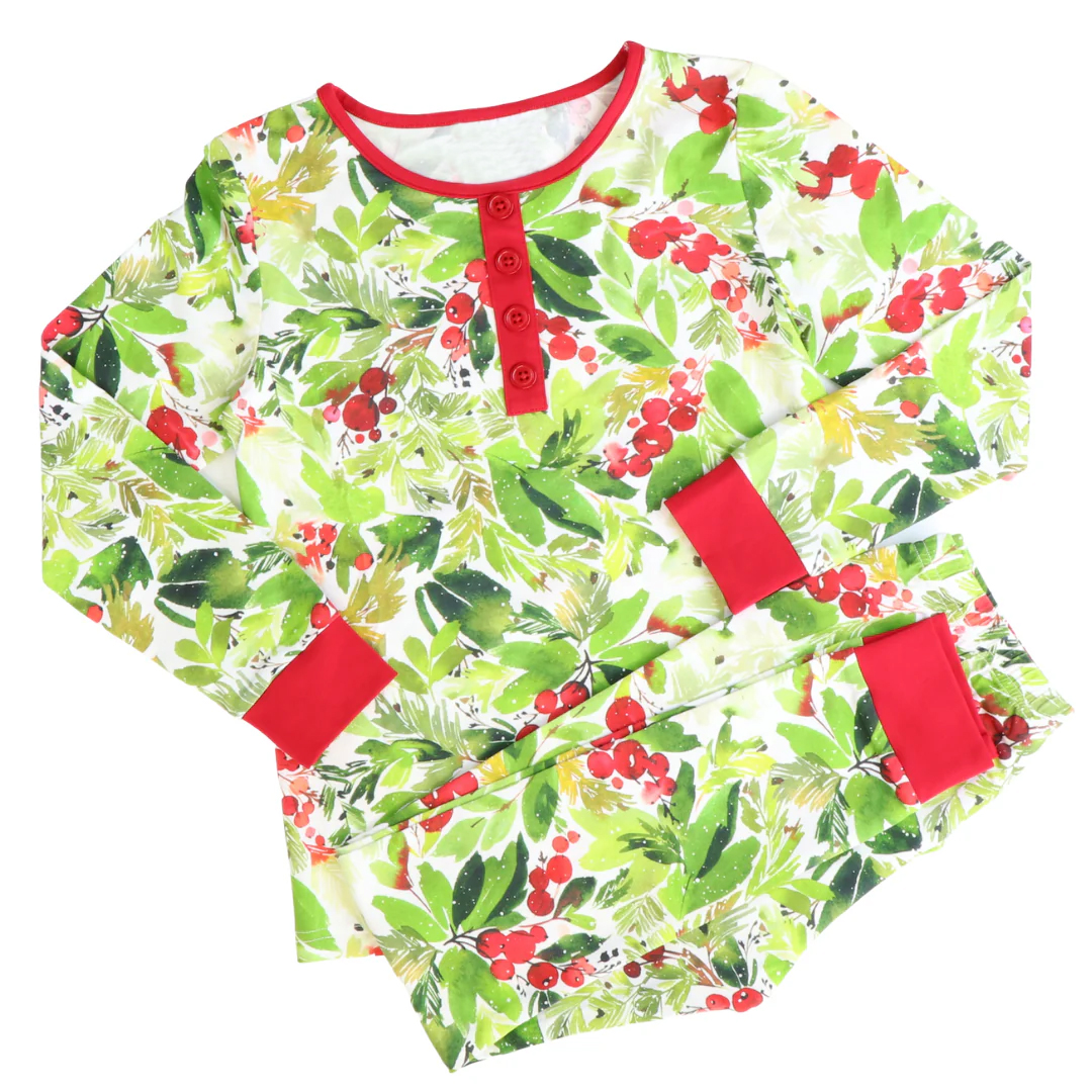 preorder GLP1230 cute berry green long sleeve pants girls pajamas