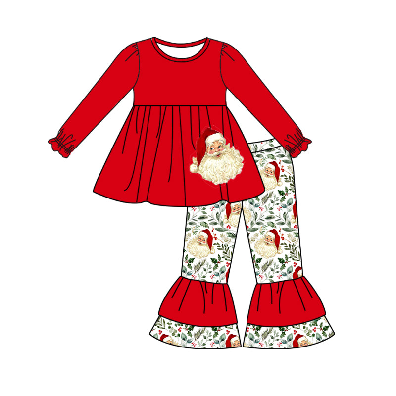 preorder GLP1246 Christmas Santa red long sleeve pants girls set