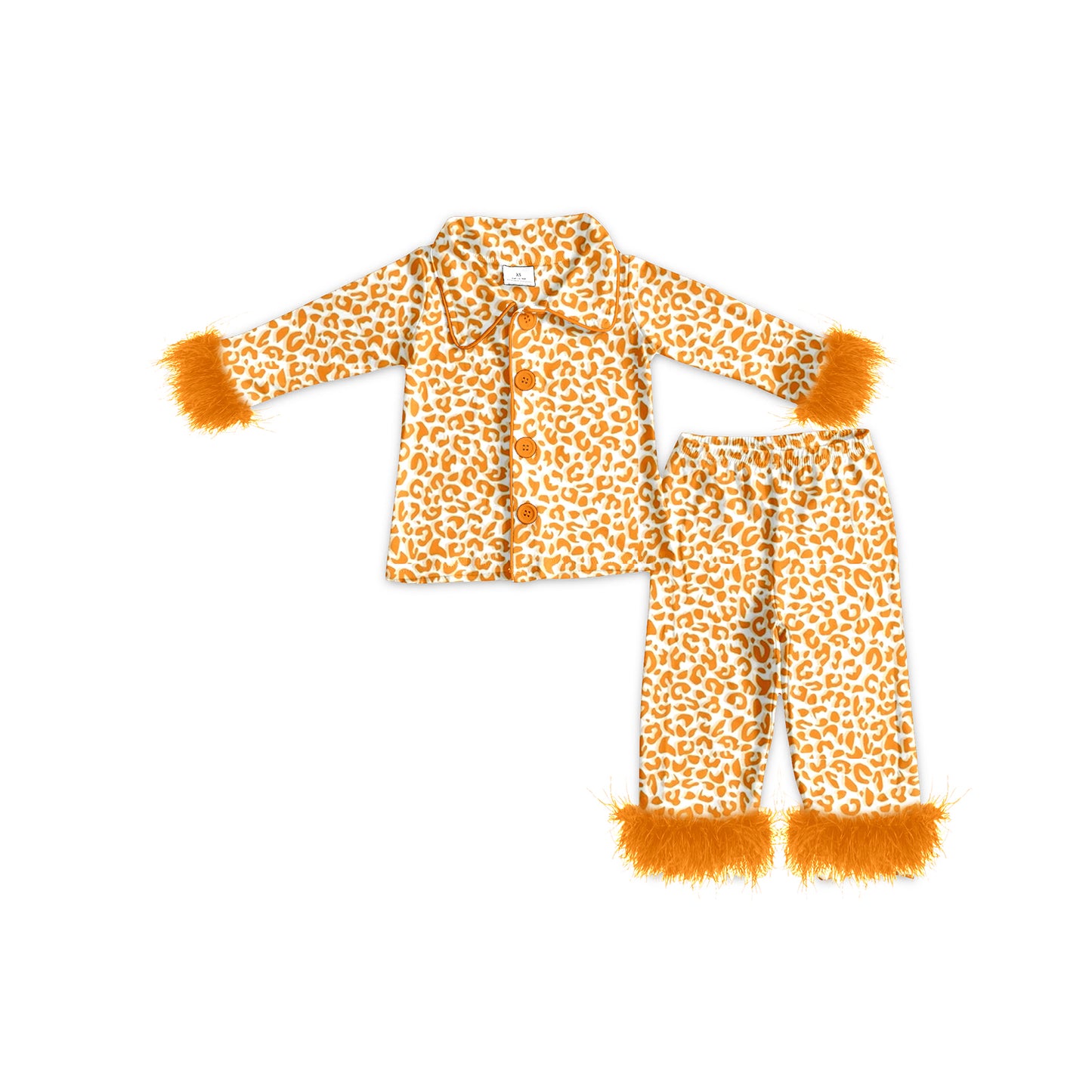 preorder GLP1267 orange leopard long sleeve pants girls pajamas