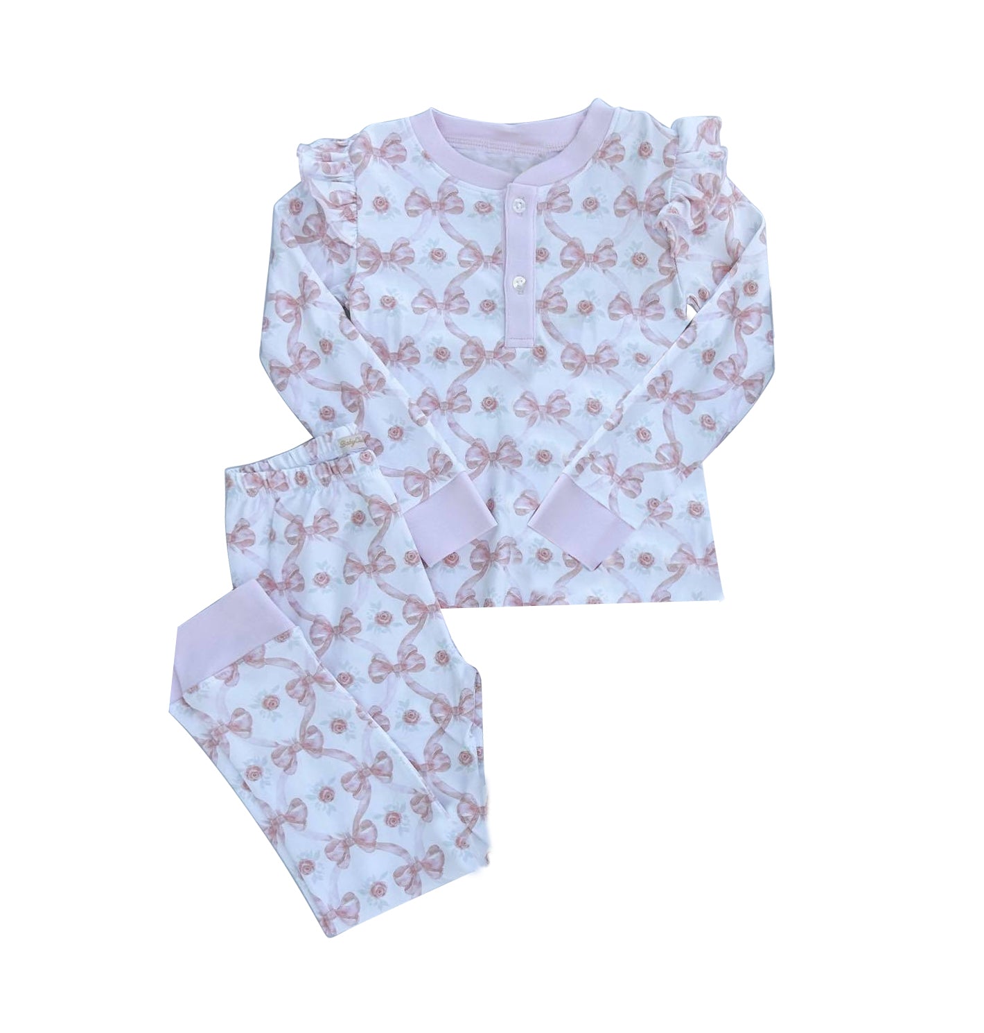 Preorder GLP1496 cute pink bows long sleeve pants girls pajamas
