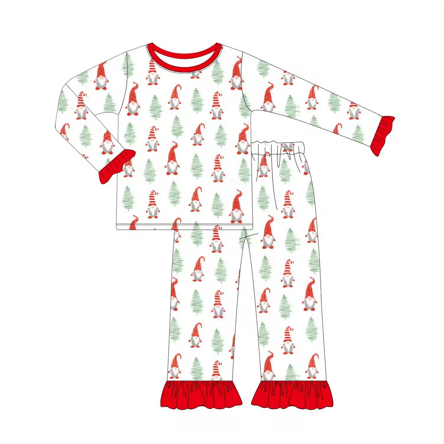 preorder GLP1507 Christmas tree old man long sleeve pants girls pajamas