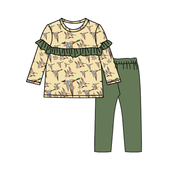 preorder GLP1546 mallard long sleeve green pants girls set