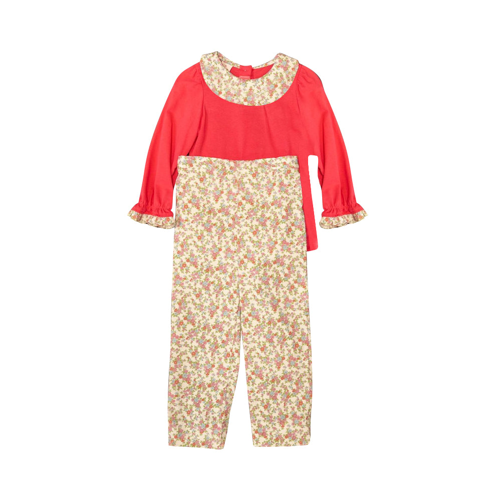 preorder GLP1568 Christmas red long sleeve holly berry pants girls set