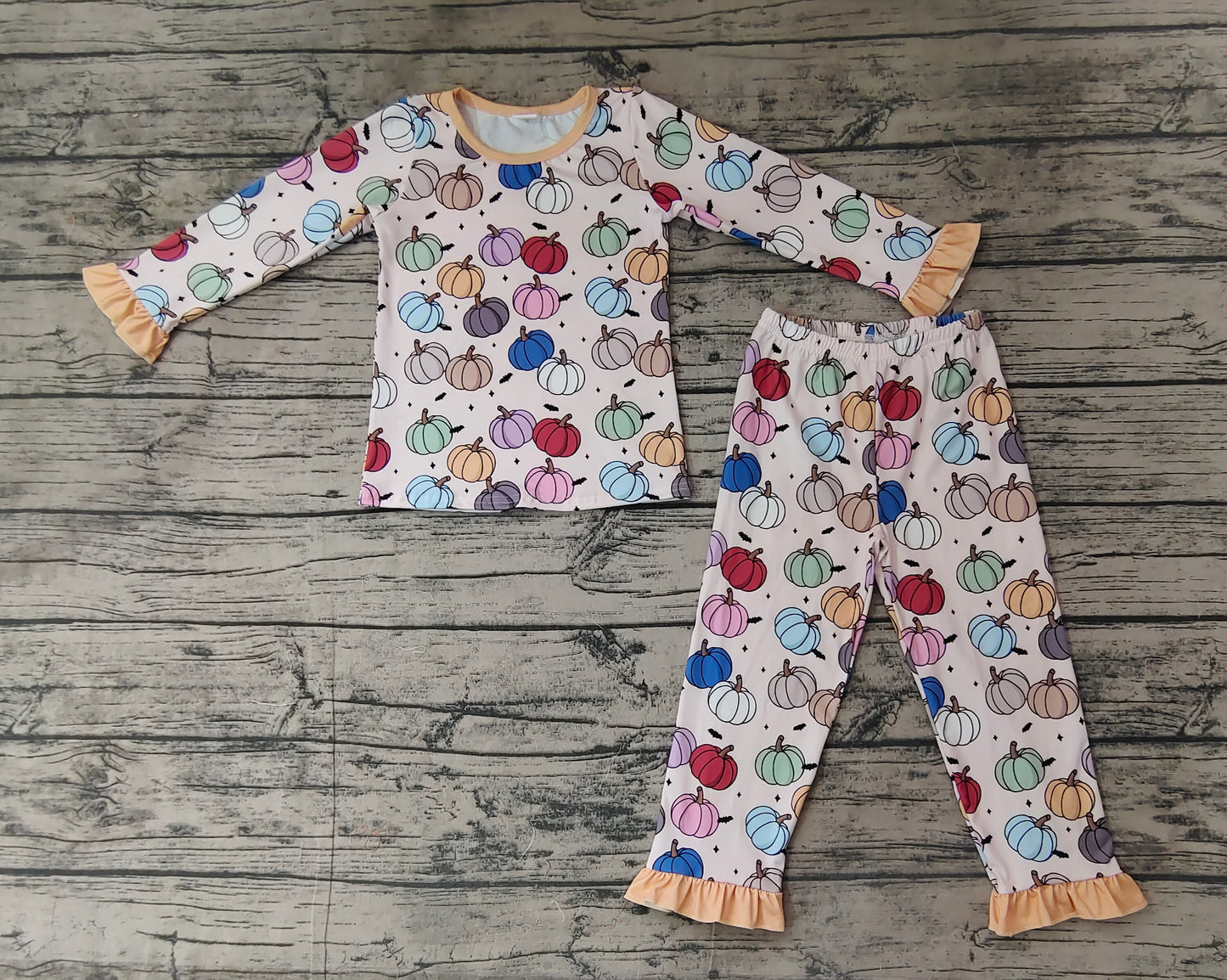 preorder GLP1584 colorful pumpkin long sleeve pants girls pajamas