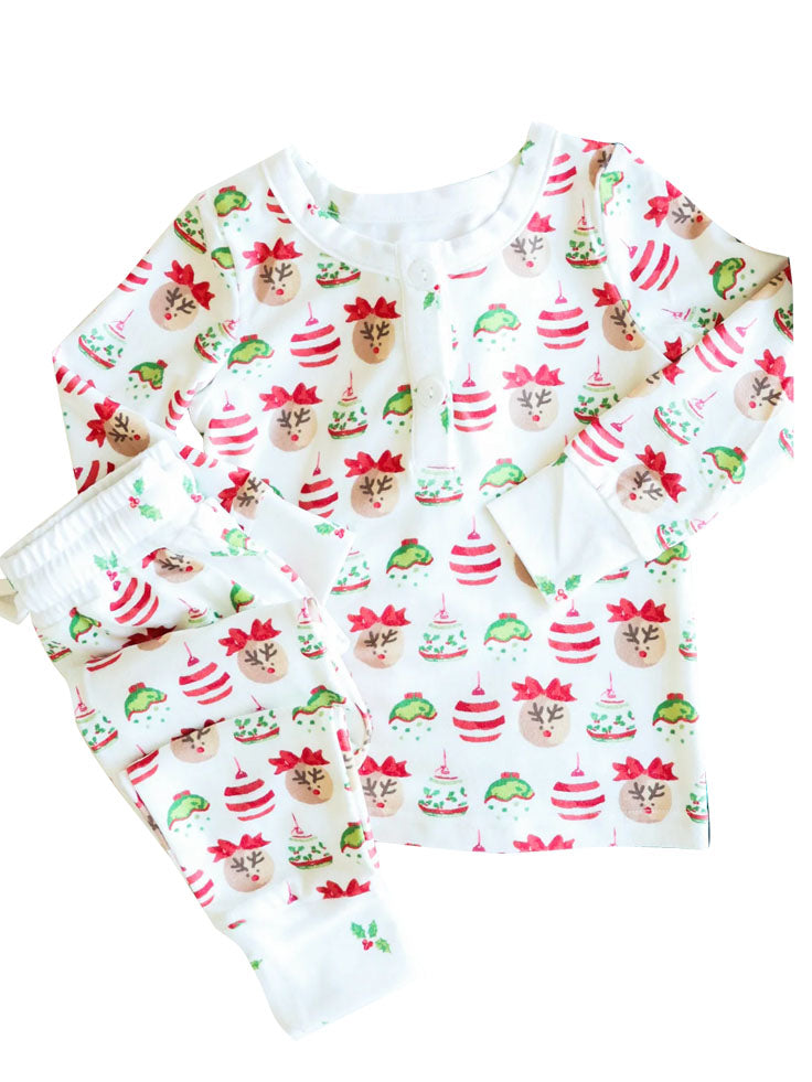 preorder GLP1594 Christmas deer light long sleeve pants girls pajamas