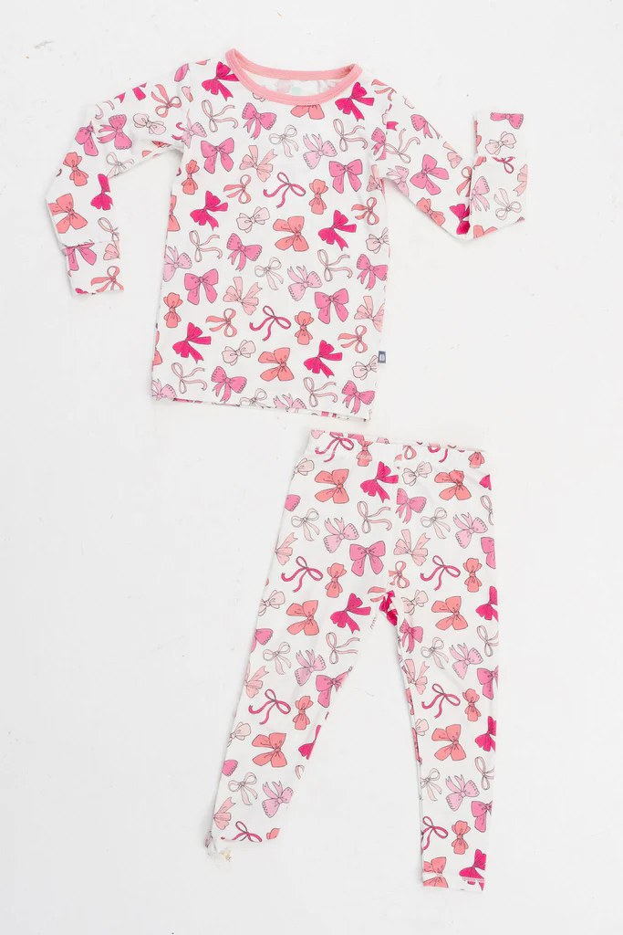 preorder GLP1616 pink bows long sleeve pants girls pajamas